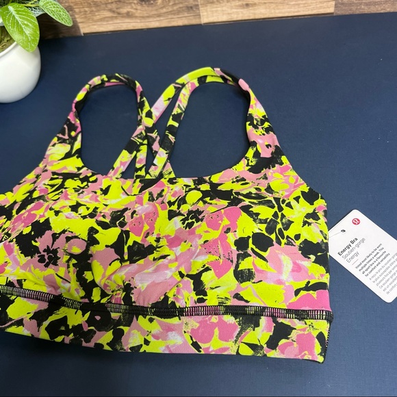 Lululemon Energy Bra Luxtreme NWT Size 4 Inflect Floral Highlight Yellow Multi - Picture 4 of 12